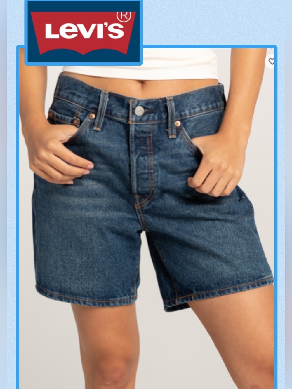 Nwt Levi's Womens 501 Mid Thigh Denim Shorts Pleased To Meet You Denim Sz 24